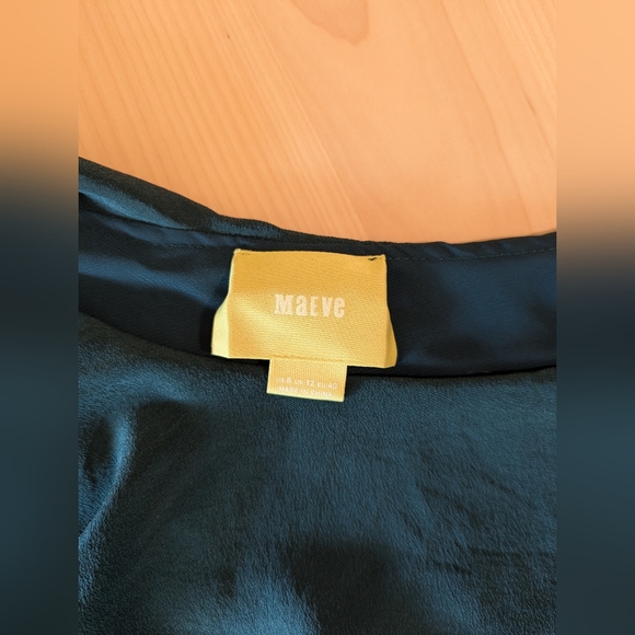 Anthropologie Maeve Silk One-shoulder Blouse - forest green - Picture 5 of 5